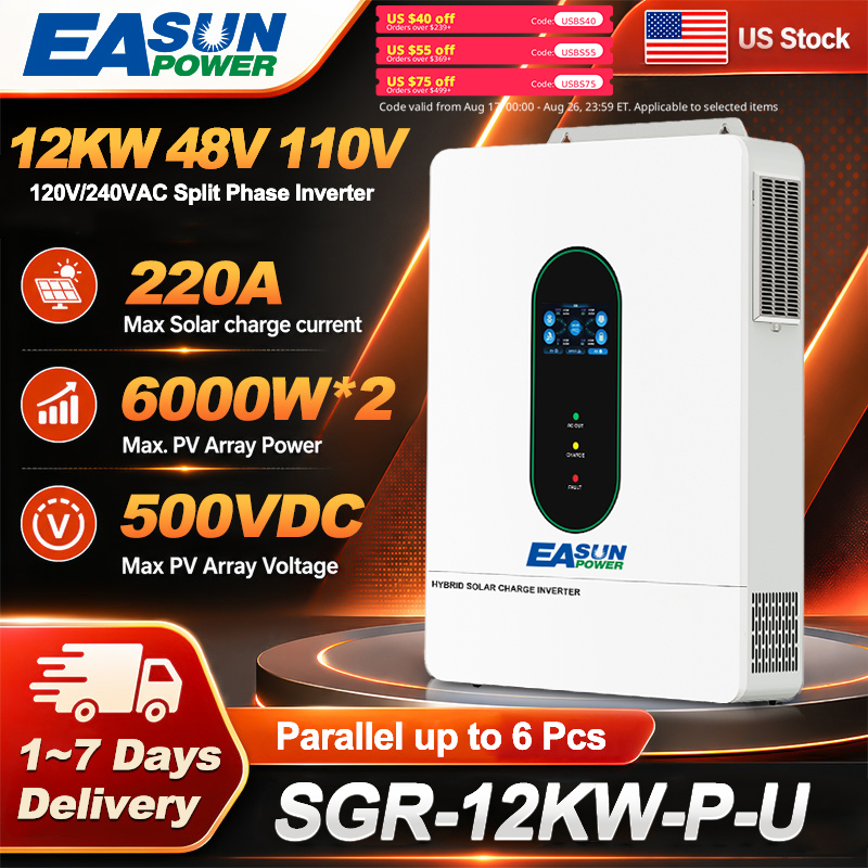 Grid Tie Inverter Limiter 2000W - EASUN POWER 12KW単相系統連系型ソーラーインバーター240V MPPT WIFIパラレル通信ソーラーコントローラー（米国在庫）