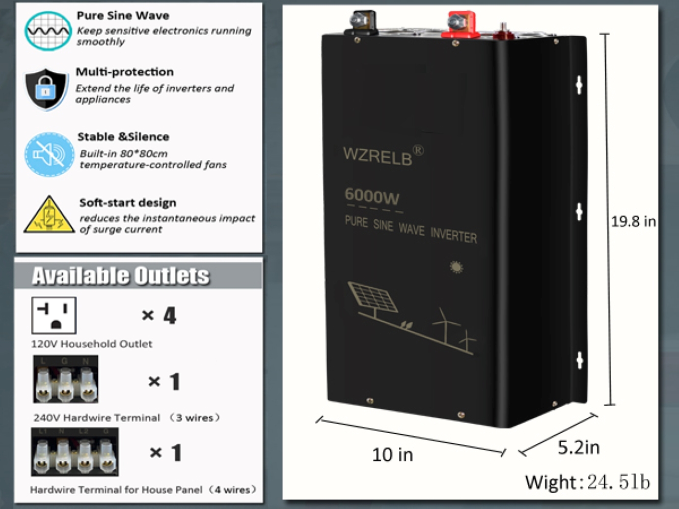 6000Wオフグリッド単相純正弦波インバーターソーラーパネル - Off Grid Solar Inverter 48V 6000W のレビューと価格